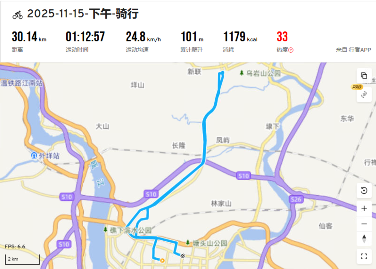 2025年11月15日 上瓯公路骑游一圈再至乌鸦咖啡品尝新品